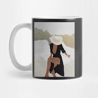 Woman, Hat, Boho style art, Mid century art Mug